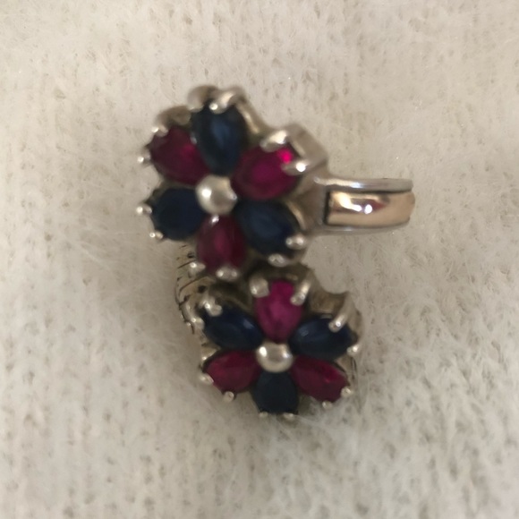 925 Silver Sterling two Rose design Ring - Picture 4 of 4